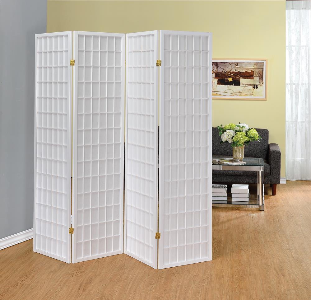 Roberto White 4-Panel Folding Screen from Coaster - Luna Furniture