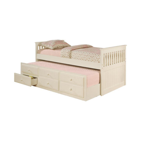 Rochford Twin Captain's Bed with Storage Trundle White - 300107 - Luna Furniture