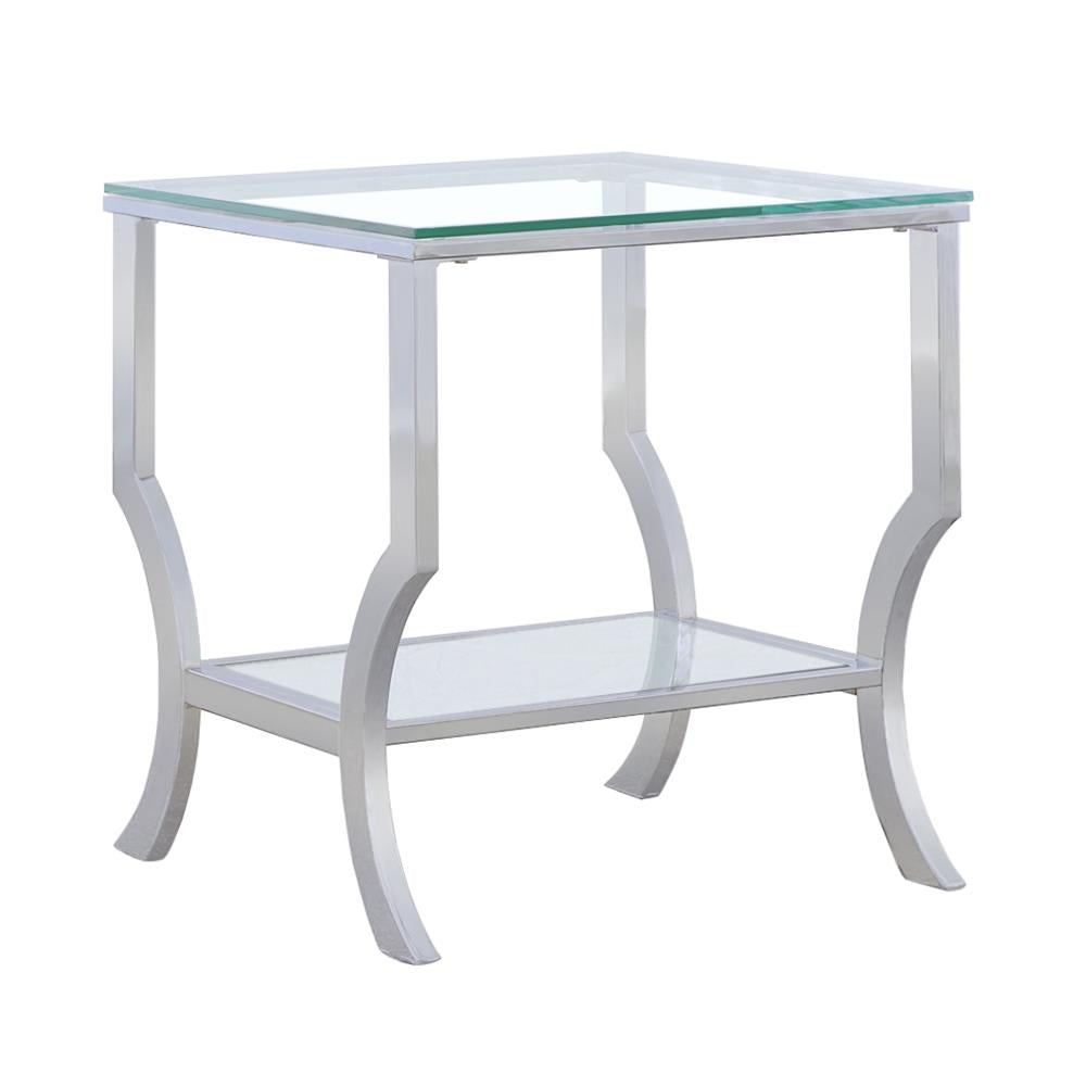 Saide Chrome Square End Table with Mirrored Shelf from Coaster - Luna Furniture