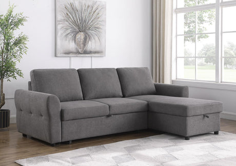 Samantha Upholstered Sleeper Sofa Sectional with Storage Chaise Grey - 511088 - Luna Furniture