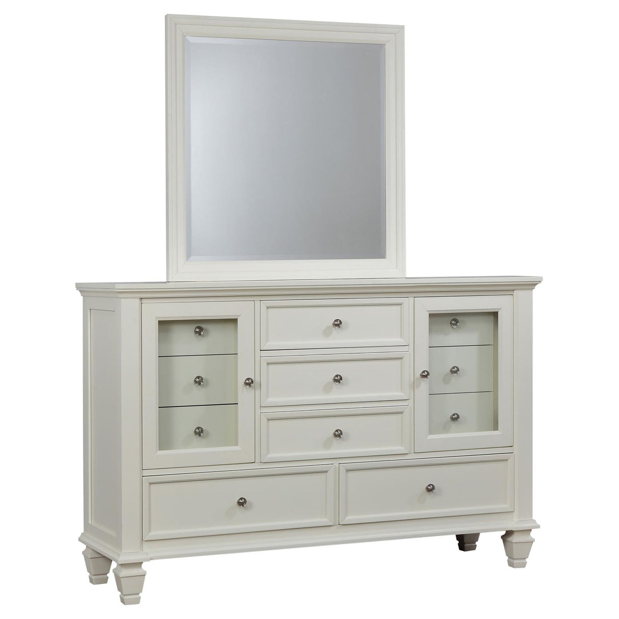 Sandy Beach Cream White 11-Ddrawer Dresser with Mirror from Coaster - Luna Furniture