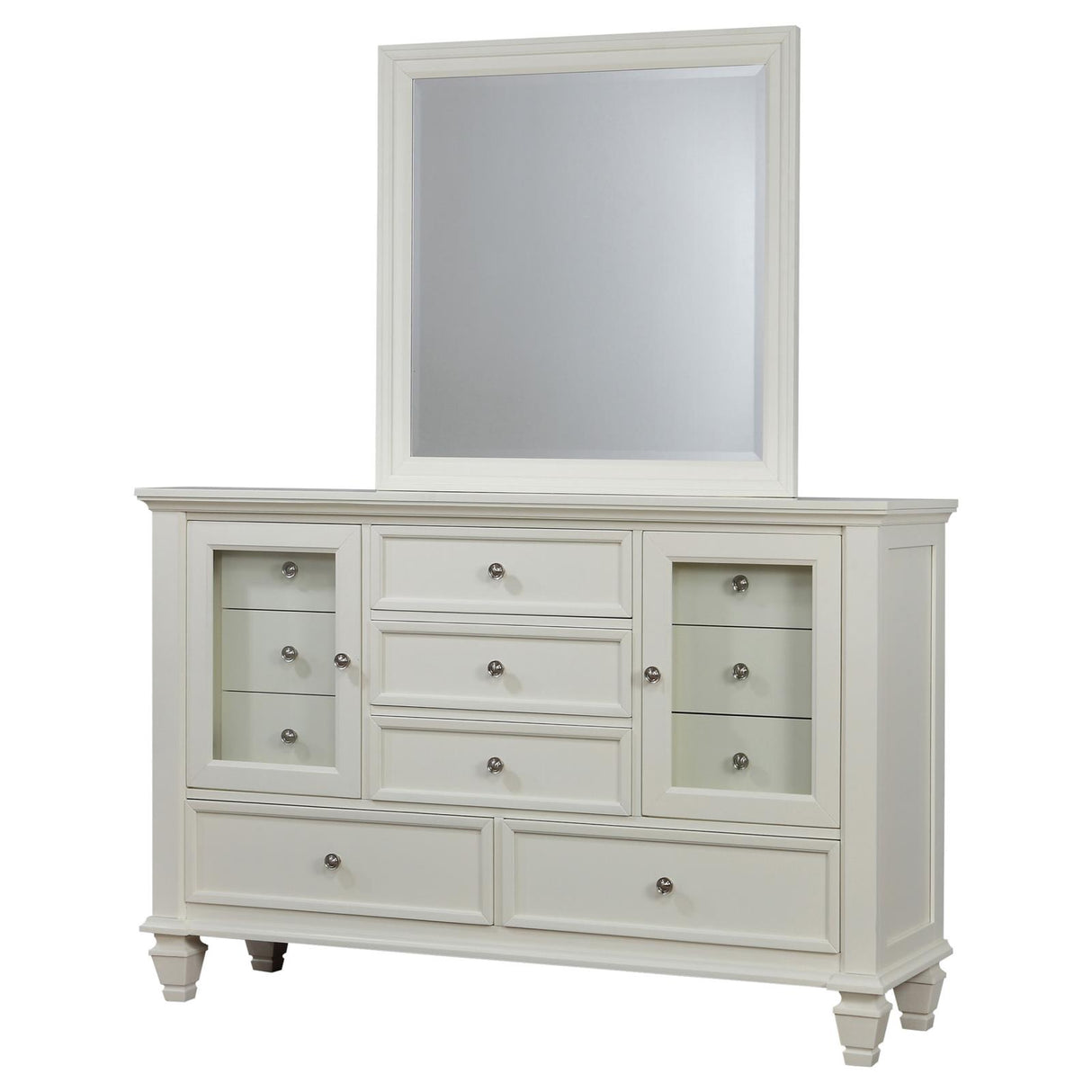 Sandy Beach Cream White 11-Ddrawer Dresser with Mirror from Coaster - Luna Furniture