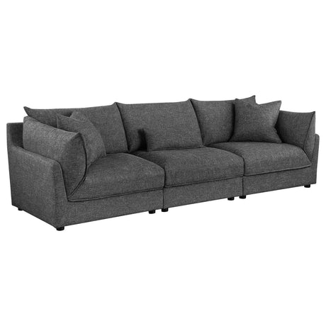 Sasha 3-Piece Upholstered Sofa Barely Black - 551681-SETB - Luna Furniture