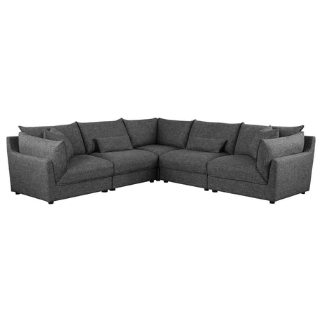 Sasha 5-piece Upholstered Modular Sectional Sofa Barely Black - 551681-SETA - Luna Furniture