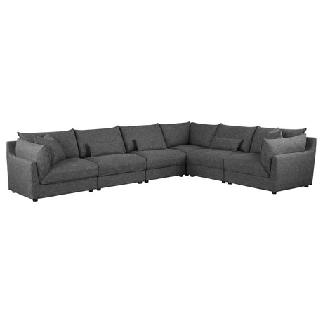 Sasha 6-Piece Upholstered Modular Sectional Barely Black - 551681-SET - Luna Furniture