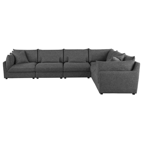 Sasha 6-Piece Upholstered Modular Sectional Barely Black - 551681-SET - Luna Furniture