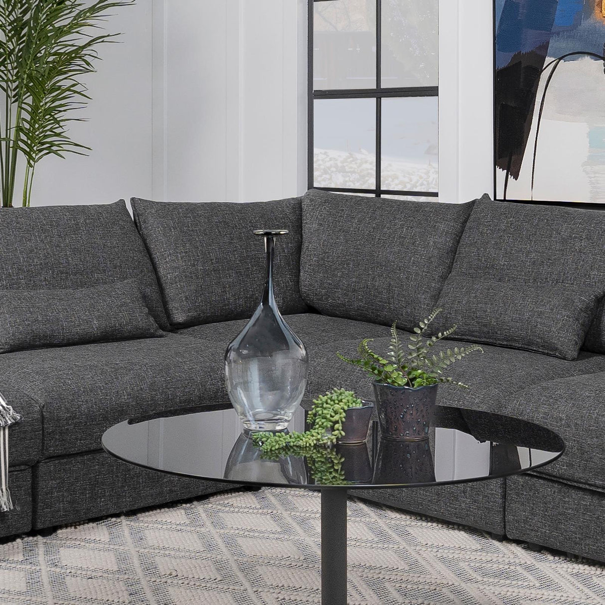 Sasha Upholstered Corner Chair Barely Black from Coaster - Luna Furniture
