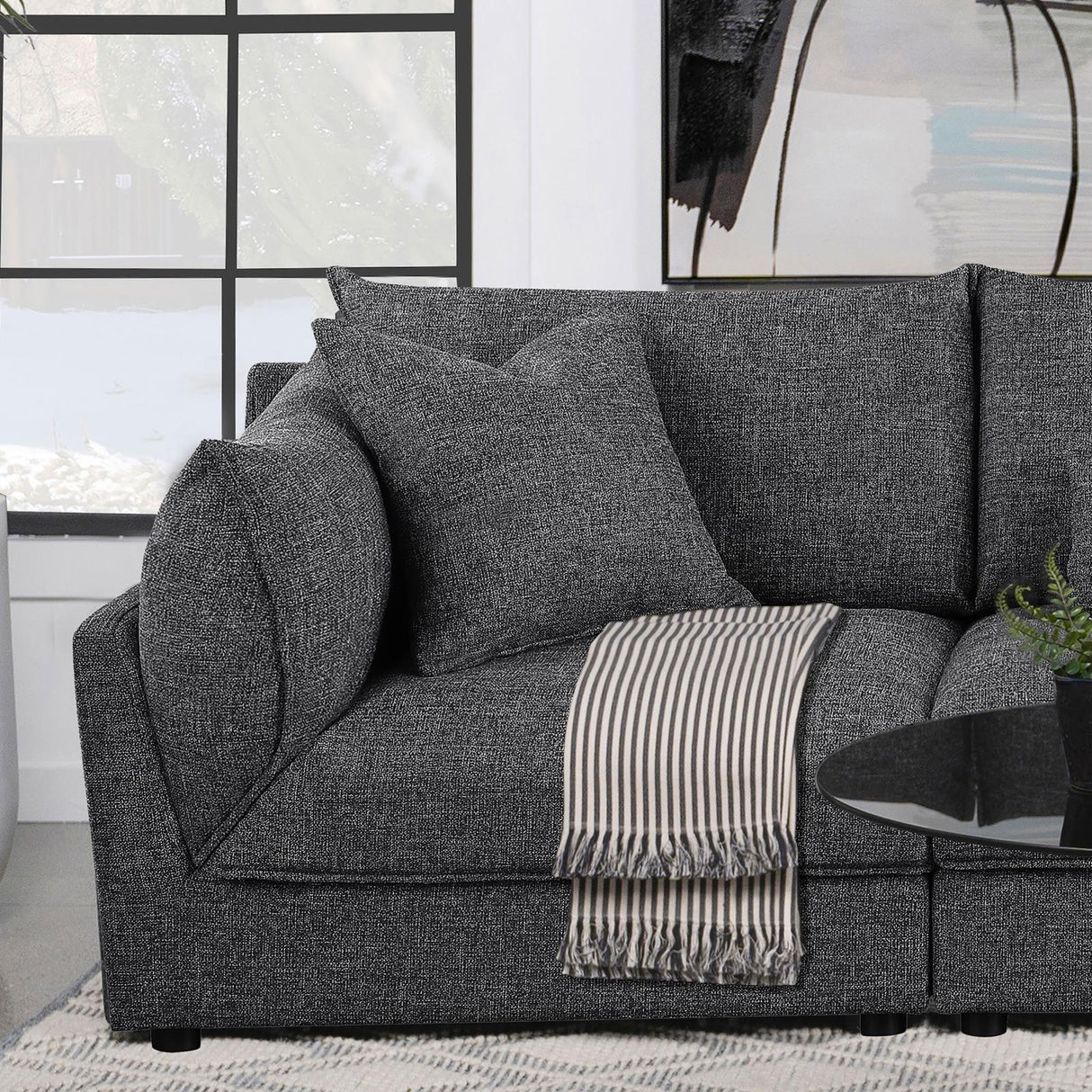 Sasha Upholstered LAF Chair Barely Black from Coaster - Luna Furniture