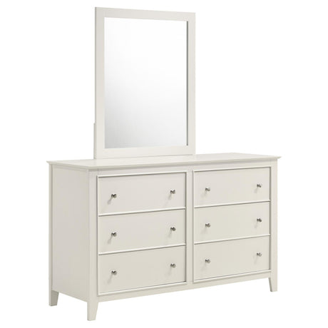 Selena 6-drawer Dresser with Mirror Cream White - 400233M - Luna Furniture