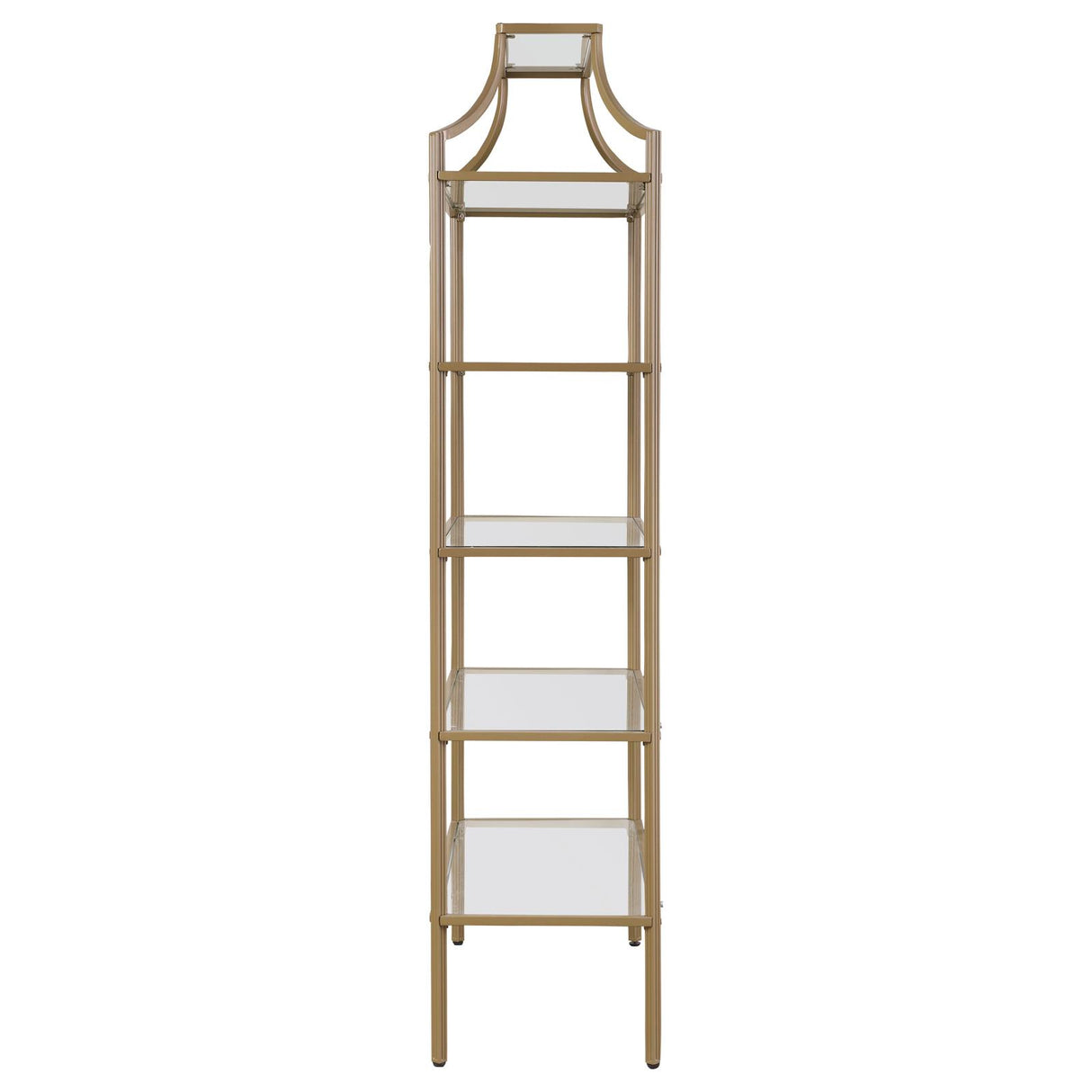Serena Matte Gold 5-Tier Tempered Glass Shelves Bookcase from Coaster - Luna Furniture