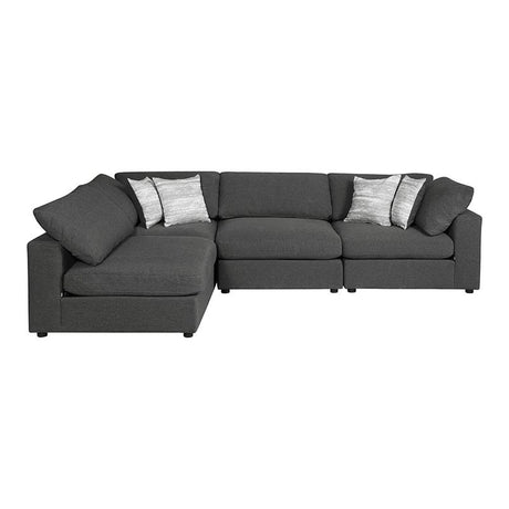 Serene 4-Piece Upholstered Modular Sectional Charcoal - 551324-SETA - Luna Furniture