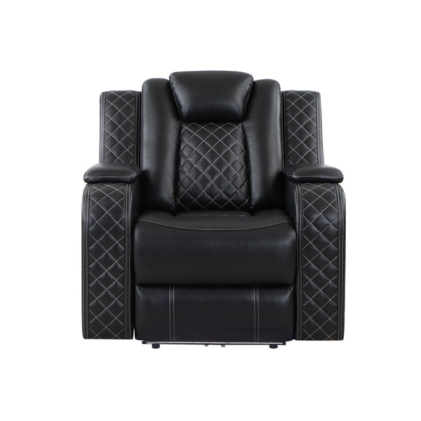 Radiant Black Power Reclining Chair, Power Headrests, Led Light