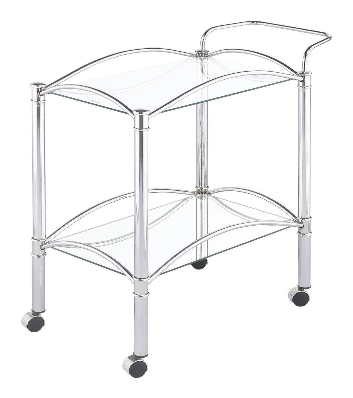 Shadix Chrome and Clear 2-Tier Serving Cart with Glass Top from Coaster - Luna Furniture