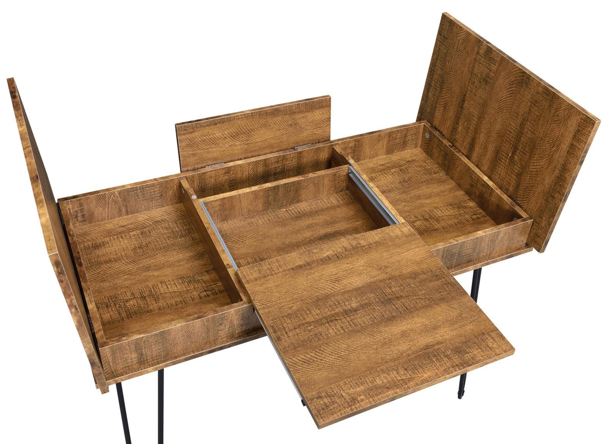 Sheeran Writing Desk with 4 Hidden Storages Rustic Amber - 802011 - Luna Furniture