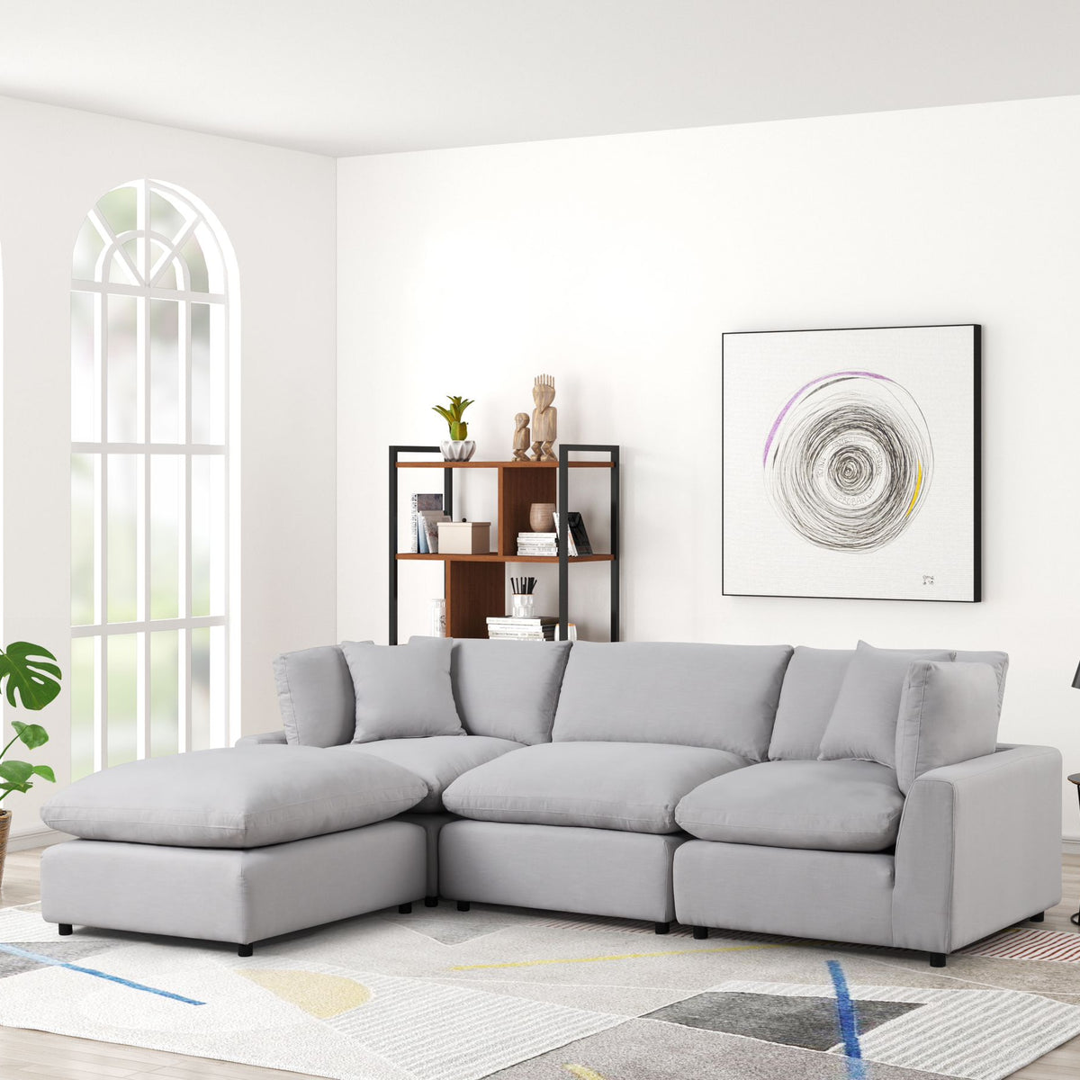 SKY Gray Linen Modular Sectional Luna Furniture