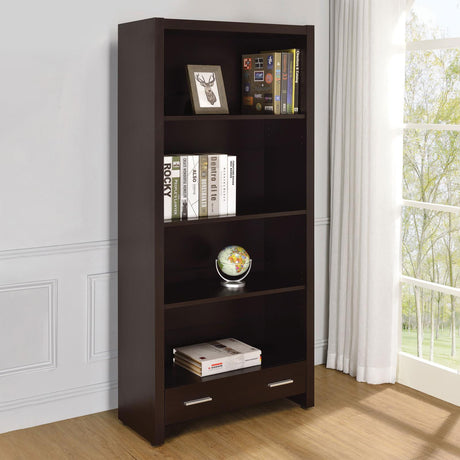 Skylar 5-shelf Bookcase with Storage Drawer Cappuccino - 800905 - Luna Furniture