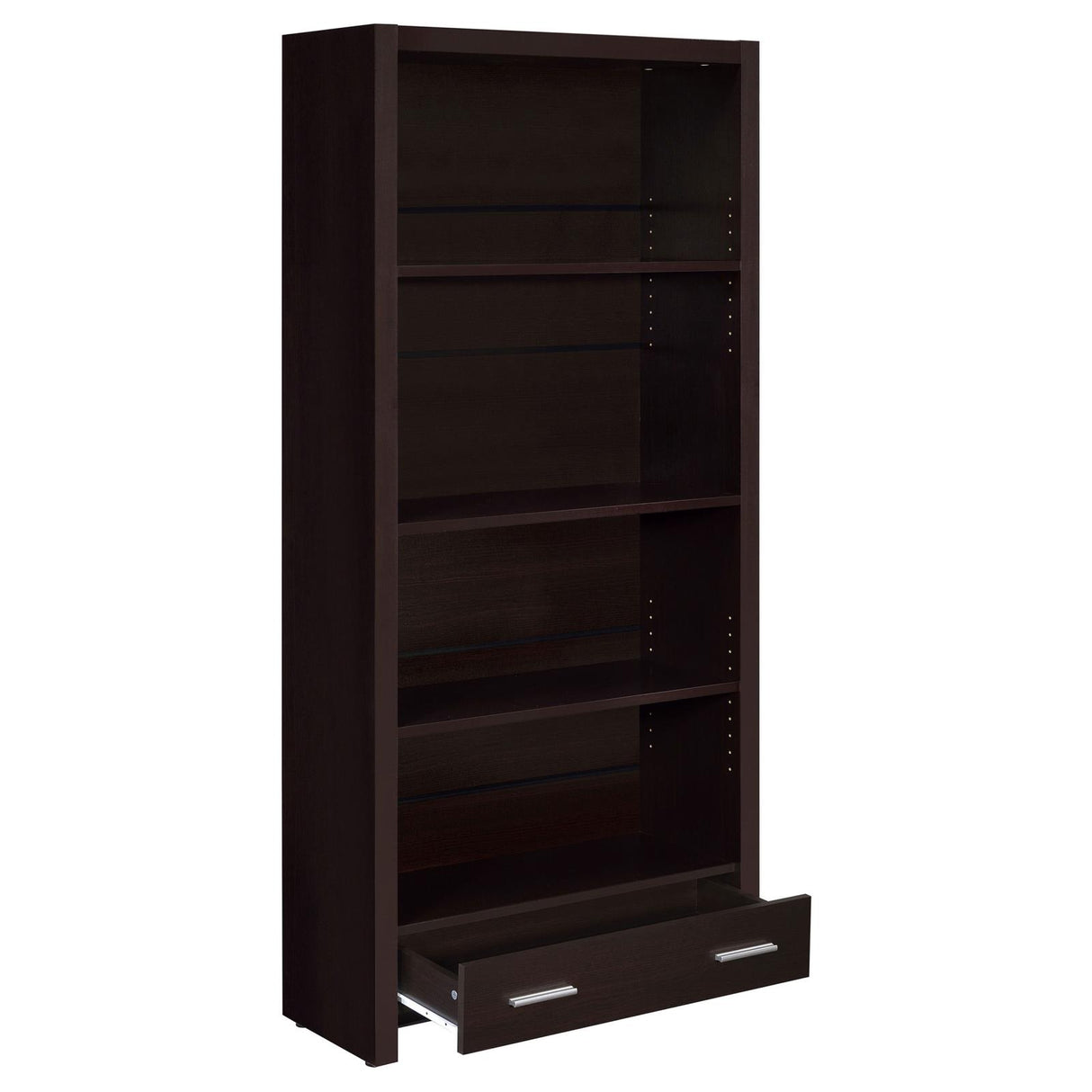 Skylar Cappuccino 5-Shelf Bookcase with Storage Drawer from Coaster - Luna Furniture