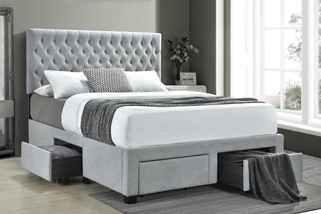 Soledad Full 4-drawer Button Tufted Storage Bed Beige - 305878F - Luna Furniture