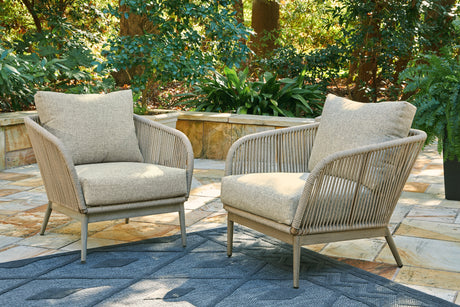 SWISS VALLEY Beige Lounge Chair with Cushion (Set of 2) - P390-820 - Luna Furniture