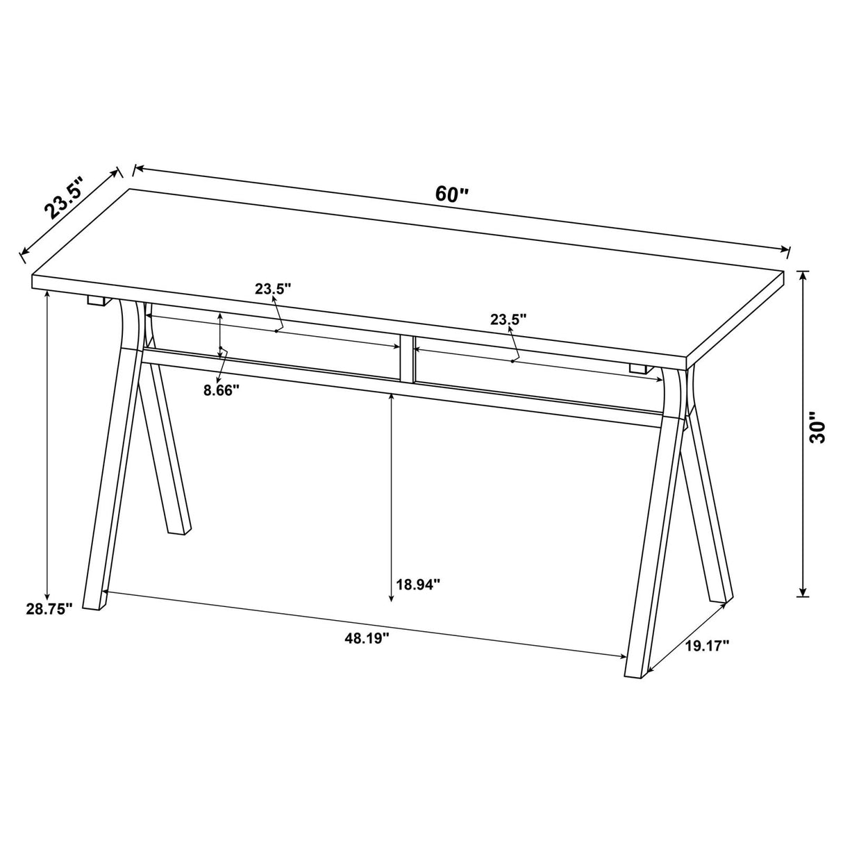 Tatum Rectangular Writing Desk Cement and Gunmetal - 805891 - Luna Furniture