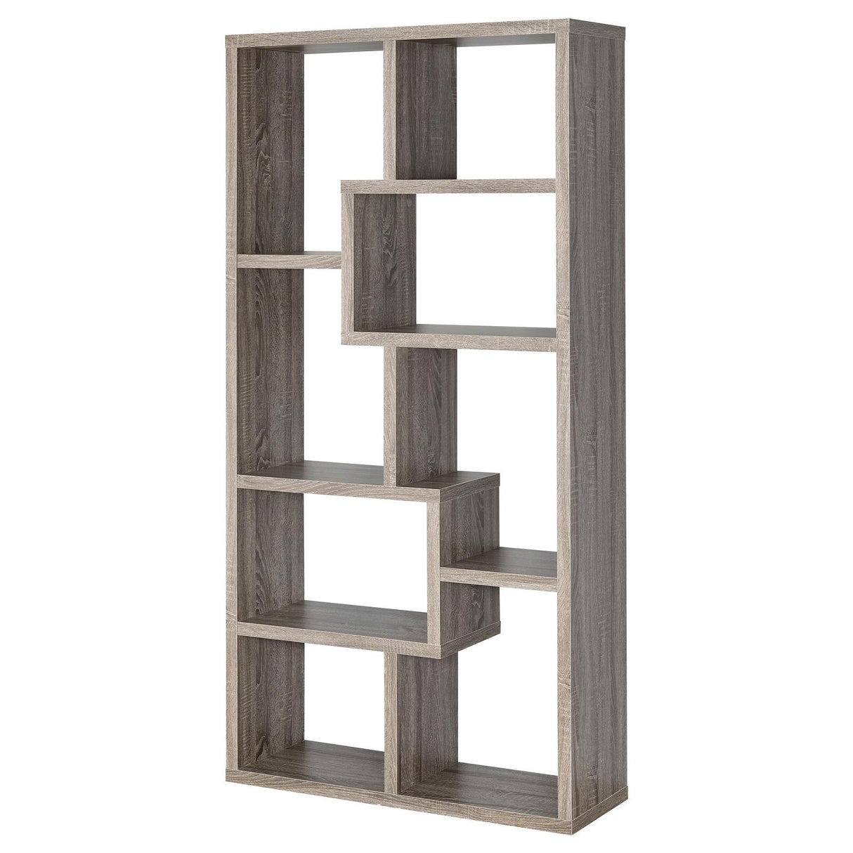 Theo Weathered Gray 10-Shelf Bookcase from Coaster - Luna Furniture