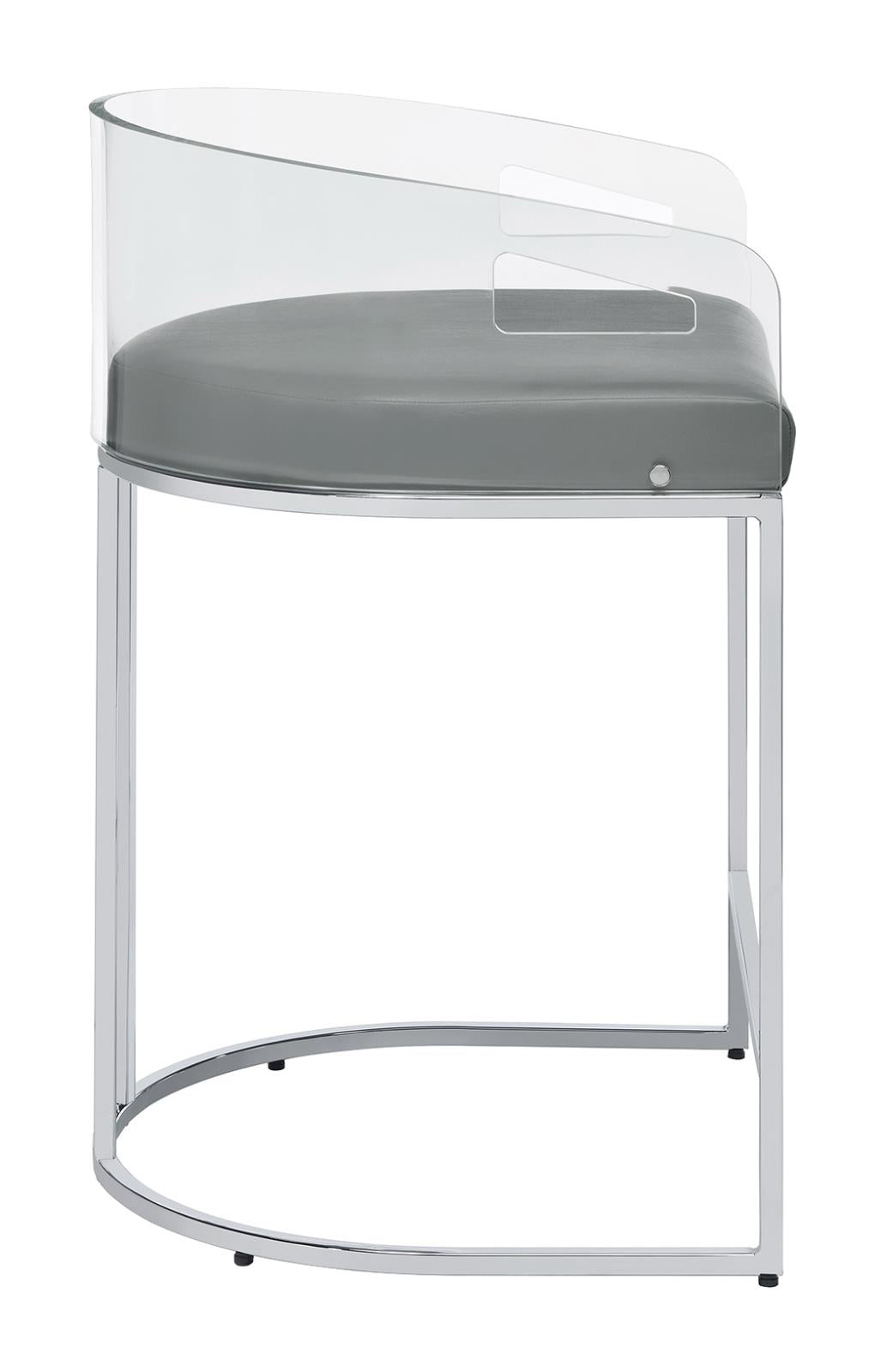 Thermosolis Gray and Chrome Acrylic Back Counter Height Stools, Set of 2 from Coaster - Luna Furniture