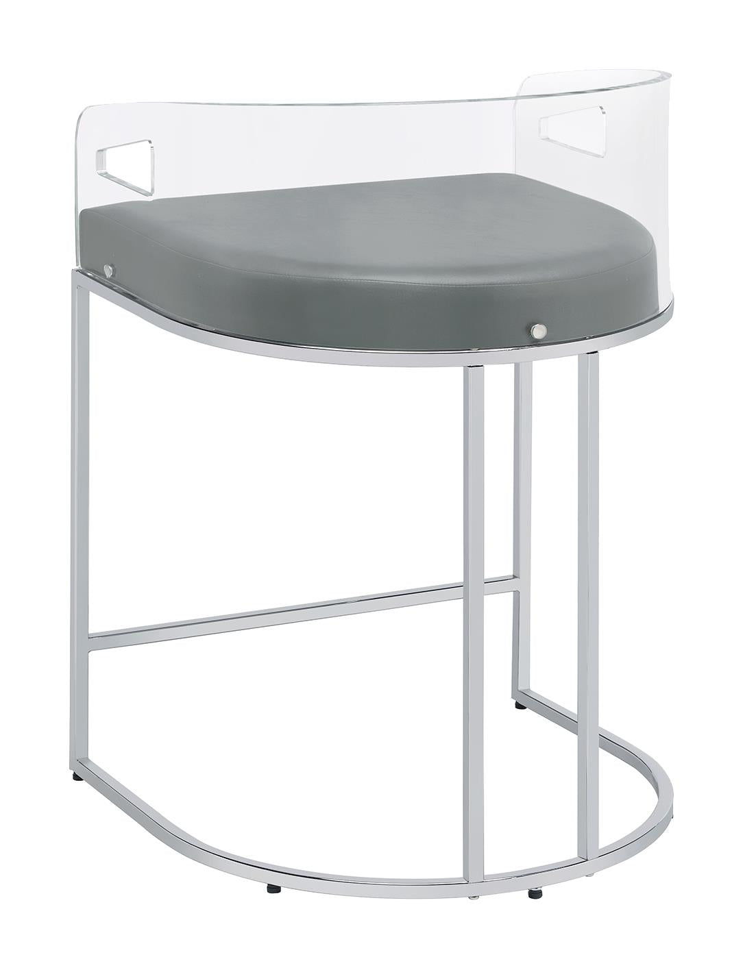 Thermosolis Gray and Chrome Acrylic Back Counter Height Stools, Set of 2 from Coaster - Luna Furniture