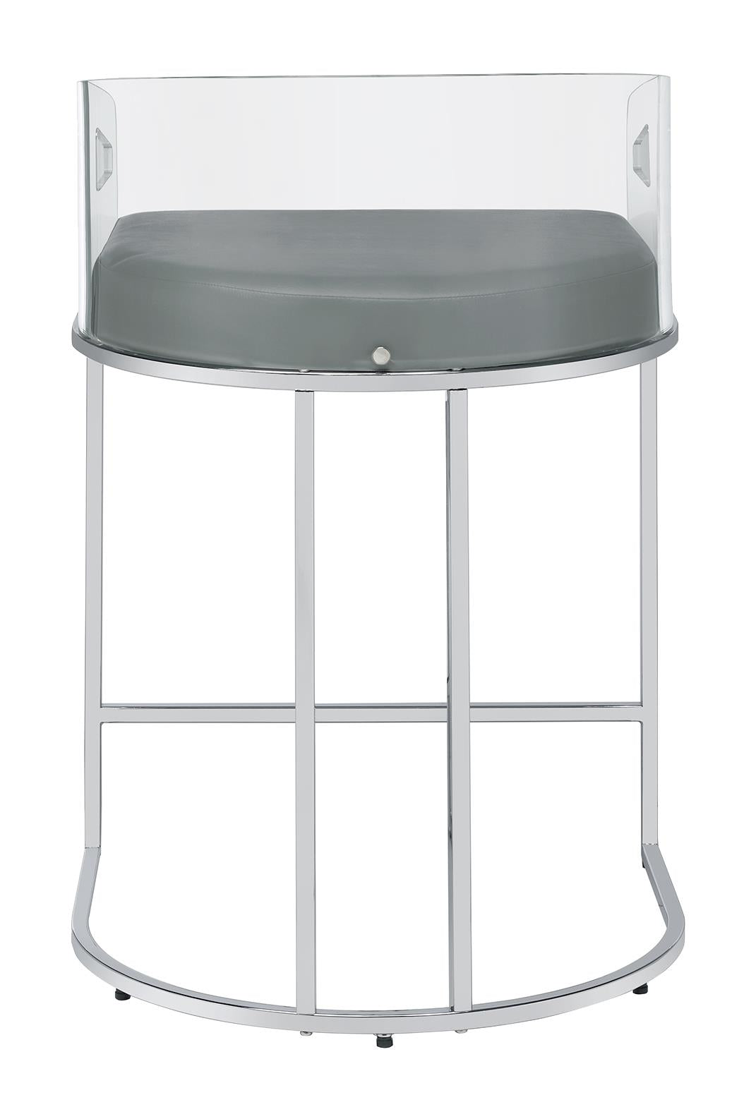 Thermosolis Gray and Chrome Acrylic Back Counter Height Stools, Set of 2 from Coaster - Luna Furniture