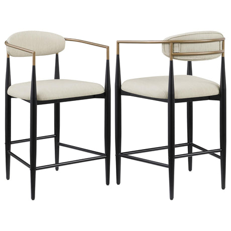 Tina Metal Counter Height Bar Stool with Upholstered Back and Seat Beige (Set of 2) - 121184 - Luna Furniture