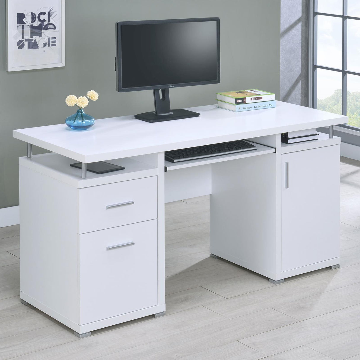 Tracy White 2-Drawer Computer Desk from Coaster - Luna Furniture