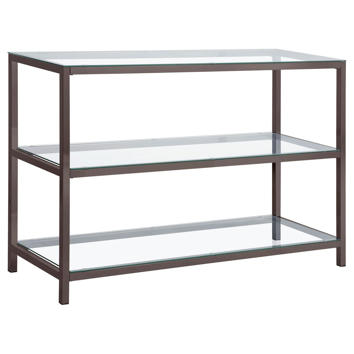 Trini Black Nickel Sofa Table with Glass Shelf from Coaster - Luna Furniture
