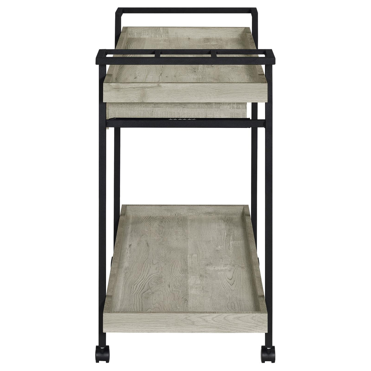 Ventura Gray Driftwood 2-Tier Bar Cart with Storage Drawer from Coaster - Luna Furniture