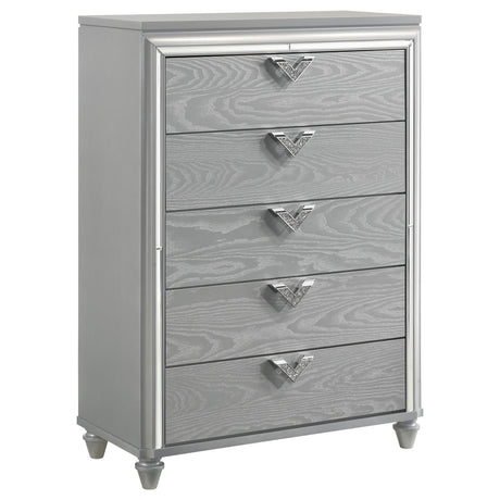 Veronica 5-drawer Bedroom Chest Light Silver - 224725 - Luna Furniture