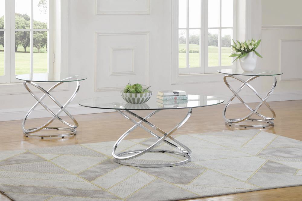Warren Chrome and Clear 3-Piece Occasional Set from Coaster - Luna Furniture