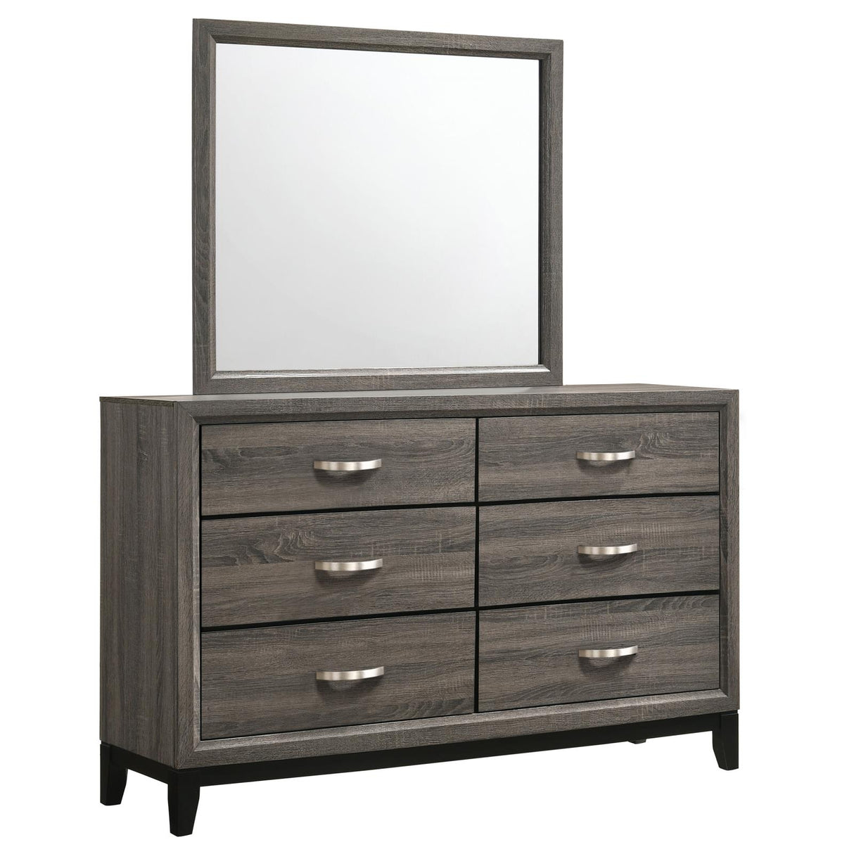 Watson Gray Oak and Black 6-Drawer Dresser with Mirror from Coaster - Luna Furniture
