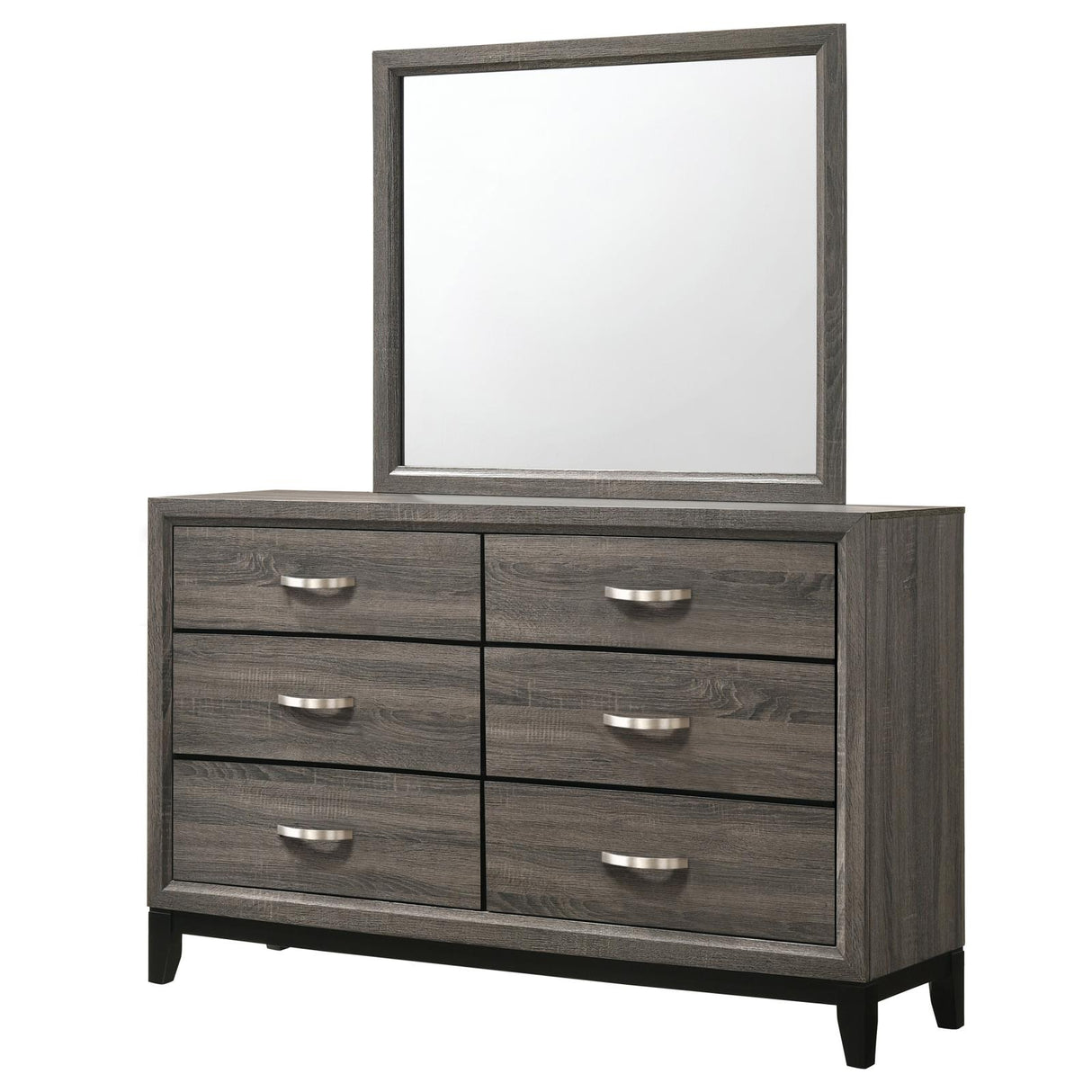 Watson Gray Oak and Black 6-Drawer Dresser with Mirror from Coaster - Luna Furniture