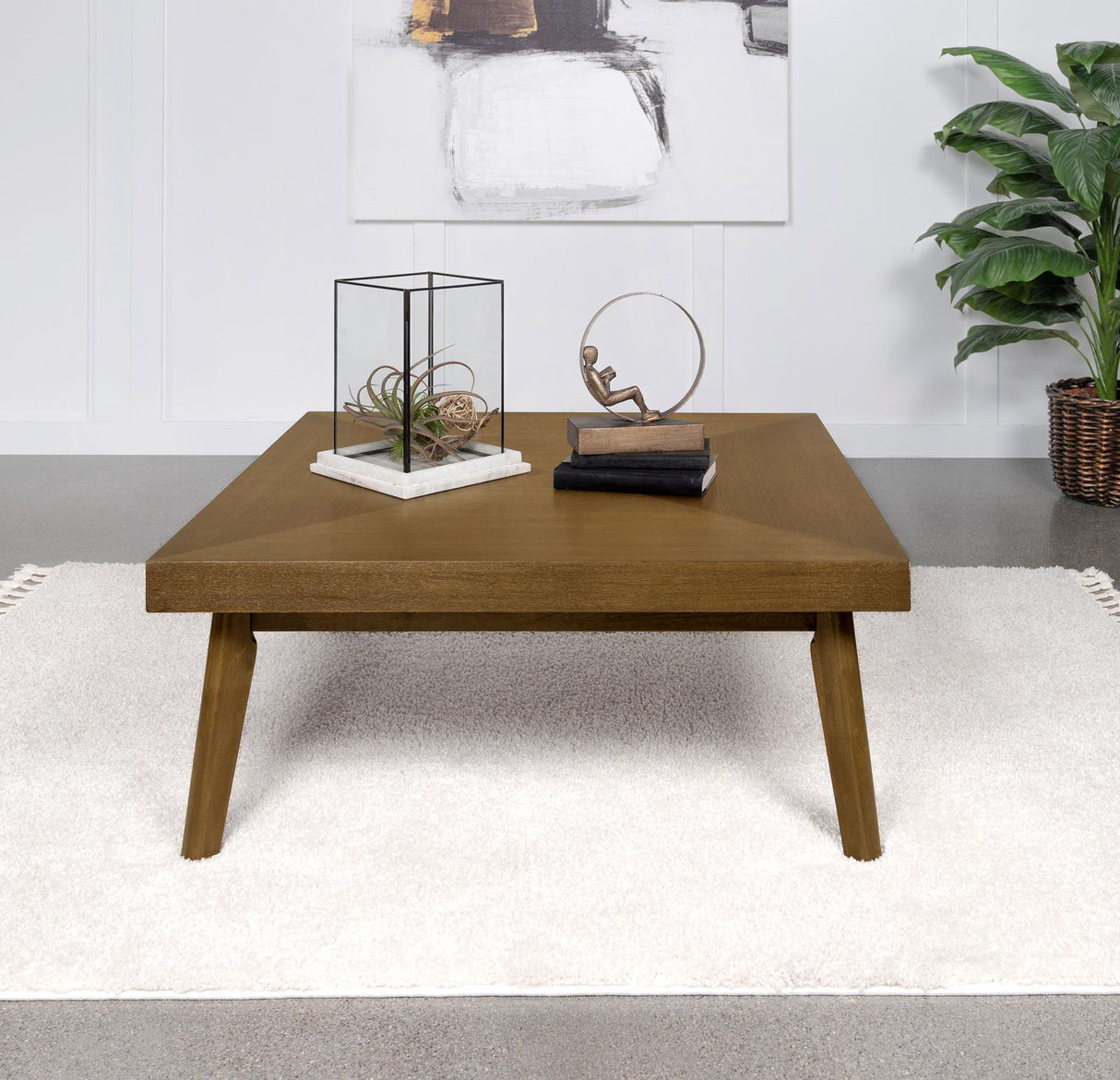 Westerly Walnut Square Wood Coffee Table with Diamond Parquet from Coaster - Luna Furniture