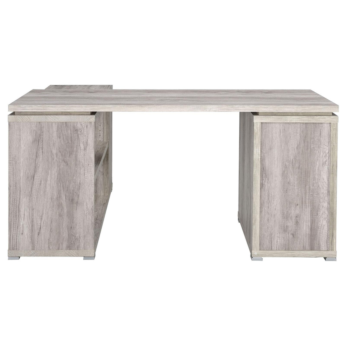 Yvette Gray Driftwood L-shape Office Desk from Coaster - Luna Furniture