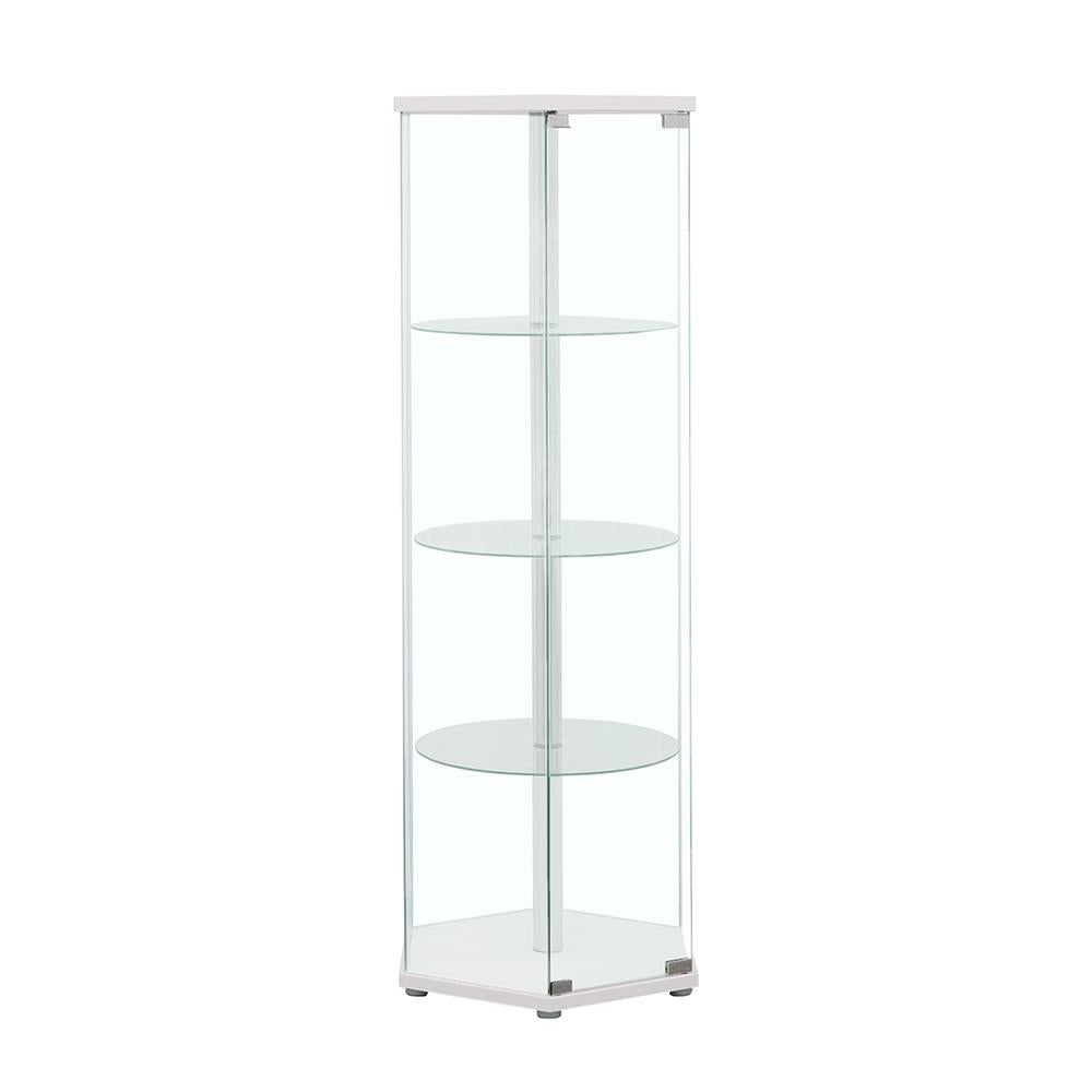 Zahavah White and Clear 4-Shelf Hexagon Shaped Curio Cabinet from Coaster - Luna Furniture