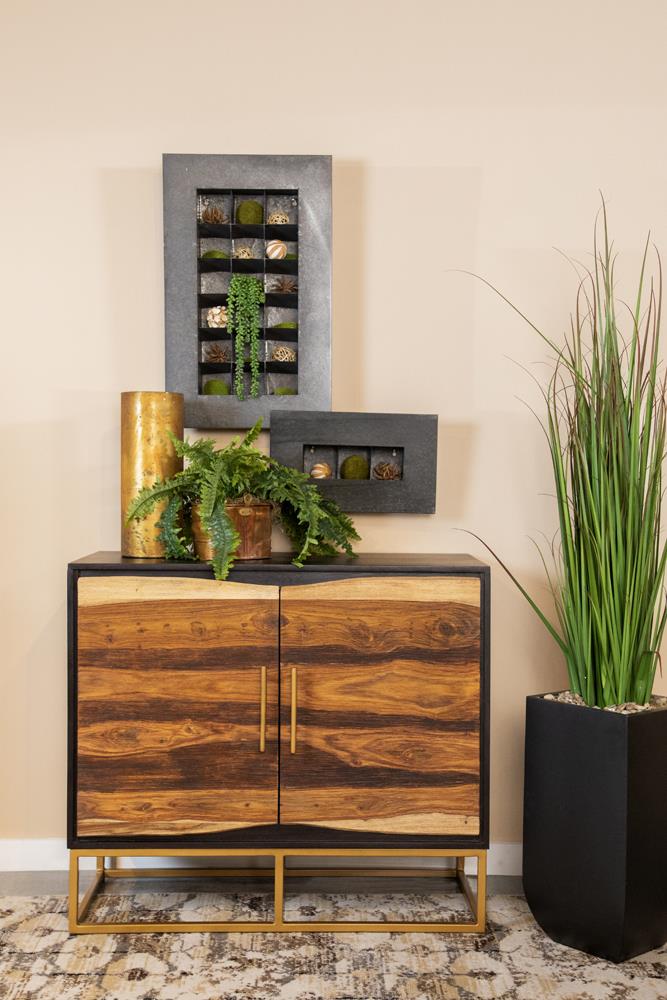 Zara Black Walnut and Gold 2-Drawer Accent Cabinet from Coaster - Luna Furniture