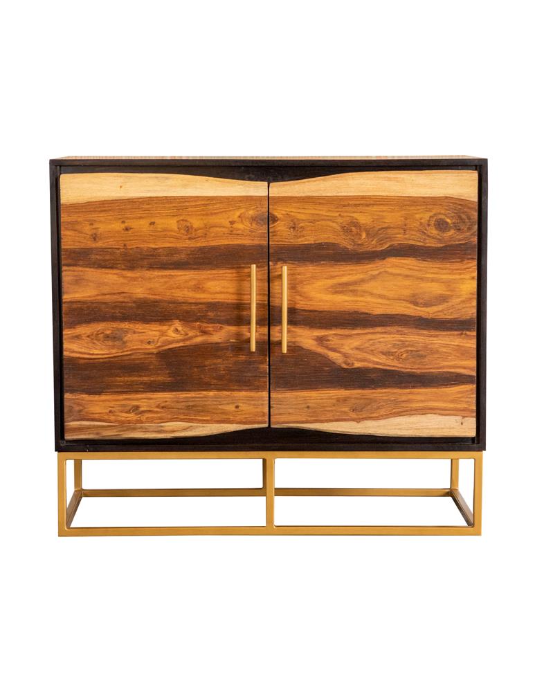 Zara Black Walnut and Gold 2-Drawer Accent Cabinet from Coaster - Luna Furniture
