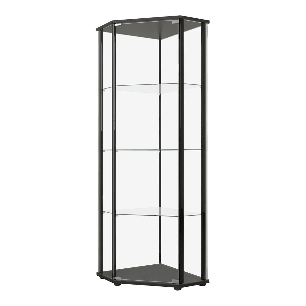 Zenobia Clear and Black Glass Shelf Curio Cabinet from Coaster - Luna Furniture