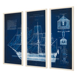 Antique Ship Blueprint IV by Vision Studio Hand Embelished Framed Art Print Matted under Glass from Mercana - Luna Furniture