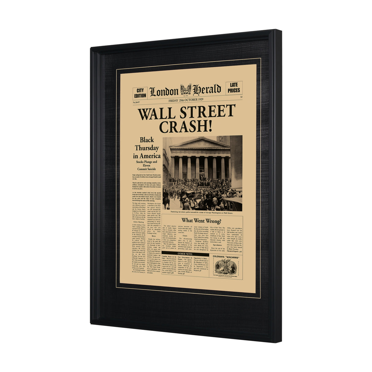 Wall Street Crash by Vintage Collection Hand Embelished Textured Framed Art Photo Matted under Glass from Mercana - Luna Furniture