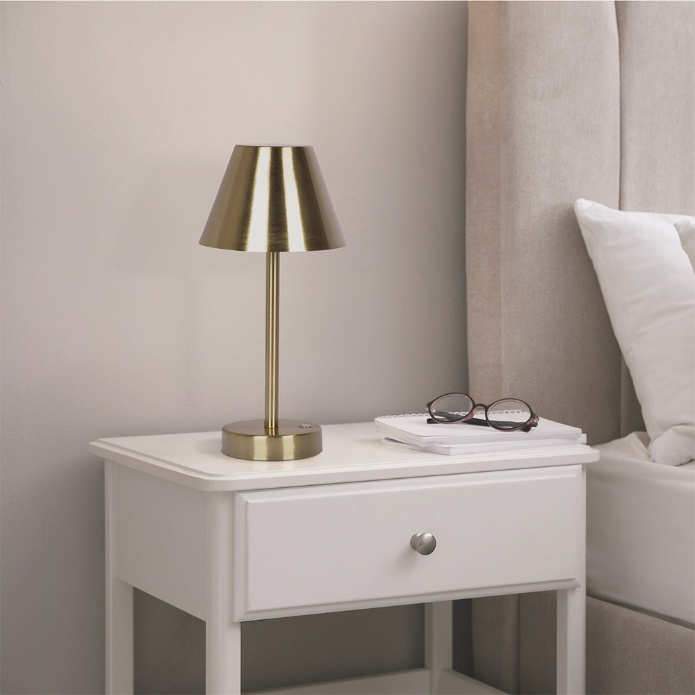 Elegance Plated Brass Rechargeable LED Table Lamp from Ashcroft Furniture - Luna Furniture