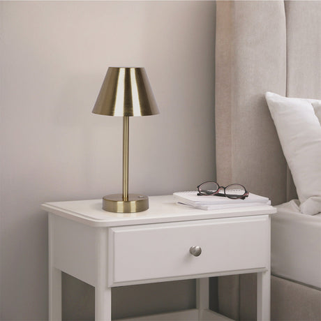 Elegance Plated Brass Rechargeable LED Table Lamp from Ashcroft Furniture - Luna Furniture