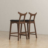 Dorane Solid Wood Frame Black PU Leather Upholstered Bar Stool, Set of 2 from Ashcroft Furniture - Luna Furniture