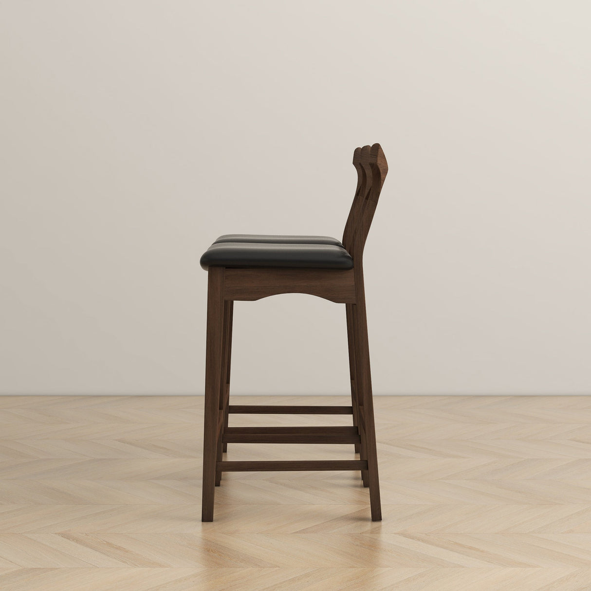 Dorane Solid Wood Frame Black PU Leather Upholstered Bar Stool, Set of 2 from Ashcroft Furniture - Luna Furniture