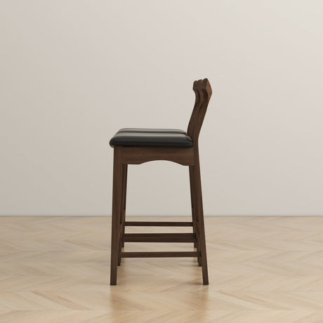 Dorane Solid Wood Frame Black PU Leather Upholstered Bar Stool, Set of 2 from Ashcroft Furniture - Luna Furniture