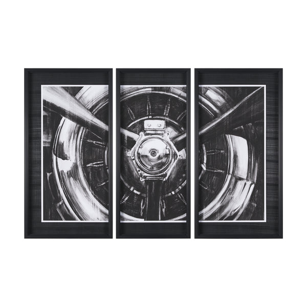 Vintage Propeller I by Ethan Harper a Hand Embelished Textured Framed Art Print Matted under Glass